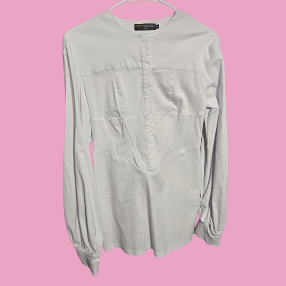 Finesse Dresses & Skirts - White Long Sleeve Button-Up Mini Dress